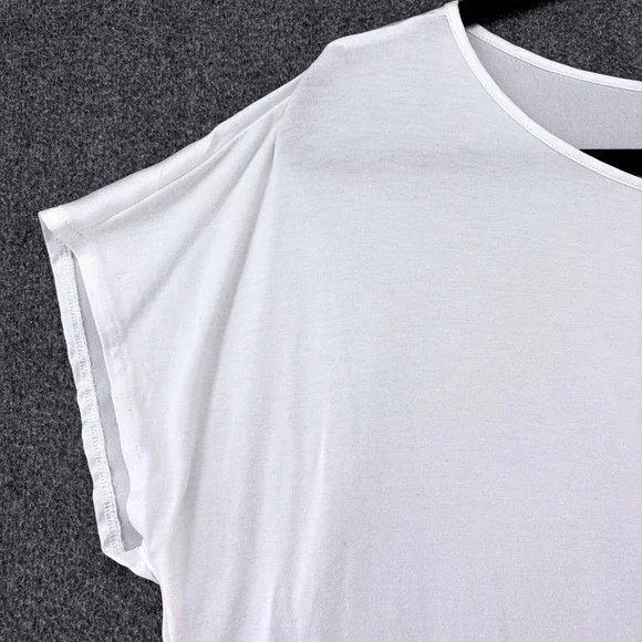 Uniqlo Womens XL White Jersey Satin Cap Sleeve Blouse White Casual Flowy - Picture 4 of 8